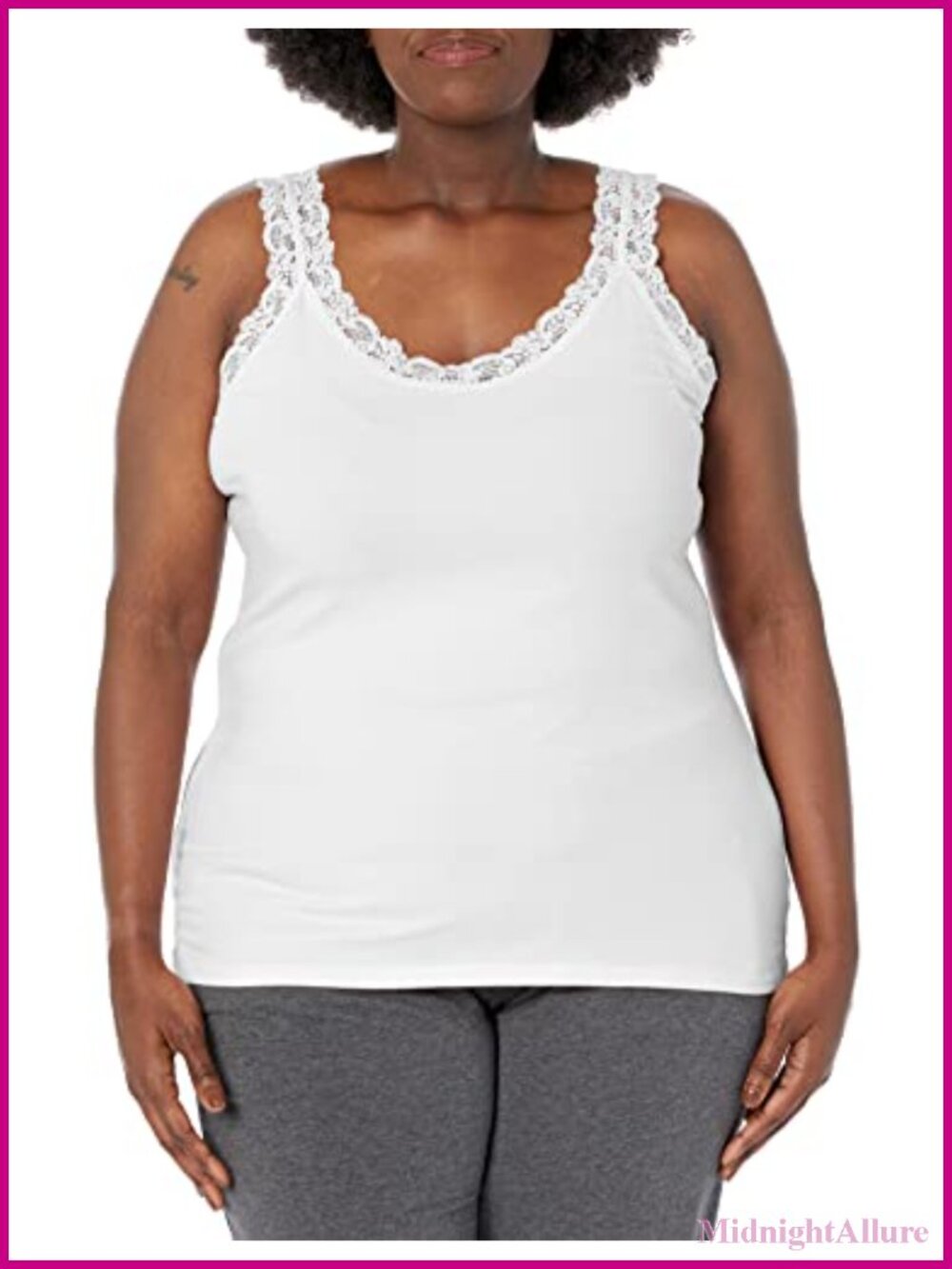 Women's Lace Tank Top V-Neck Sleeveless Cotton Spandex Stretch